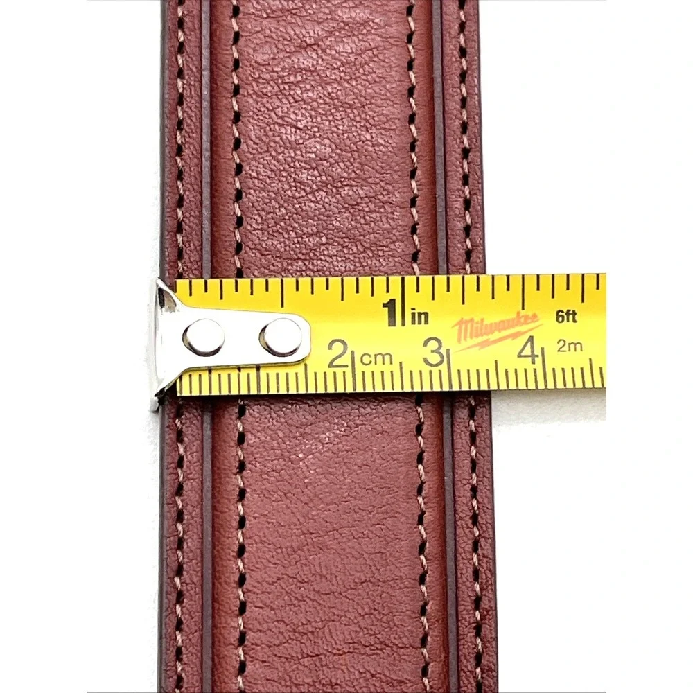 Vera Pelle Italy Genuine Leather Belt Brown Silver Tone Buckle‎ Adjustable